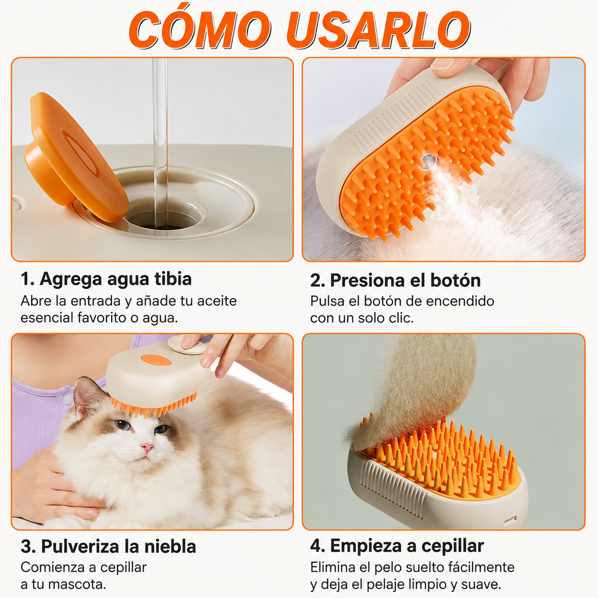 Cepillo de Vapor Premium para Mascotas