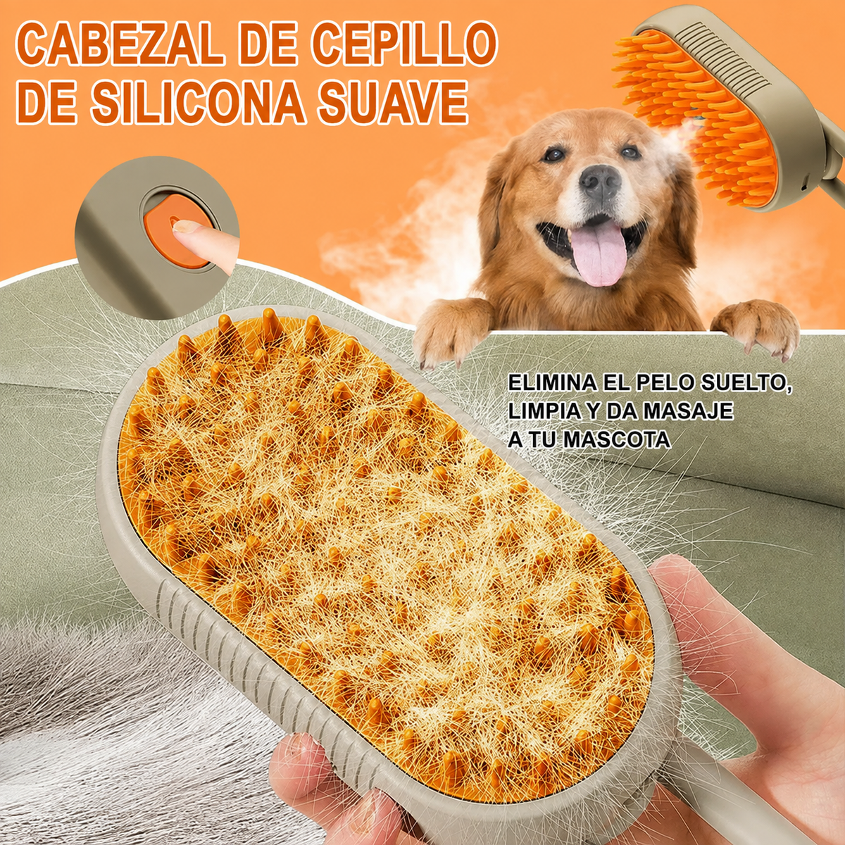 Cepillo de Vapor Premium para Mascotas