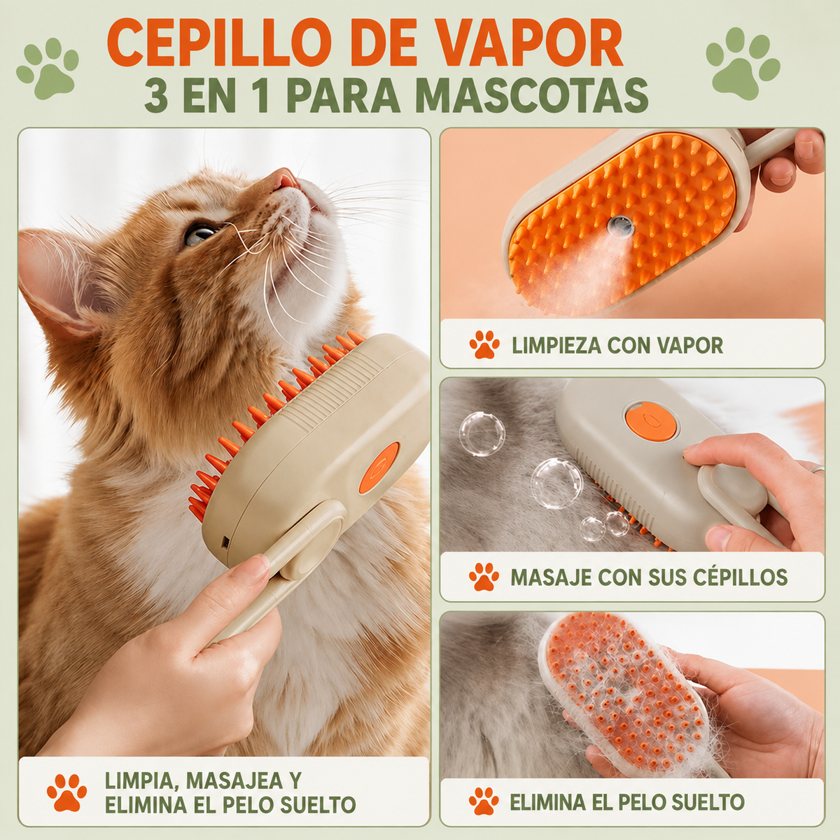 Cepillo de Vapor Premium para Mascotas
